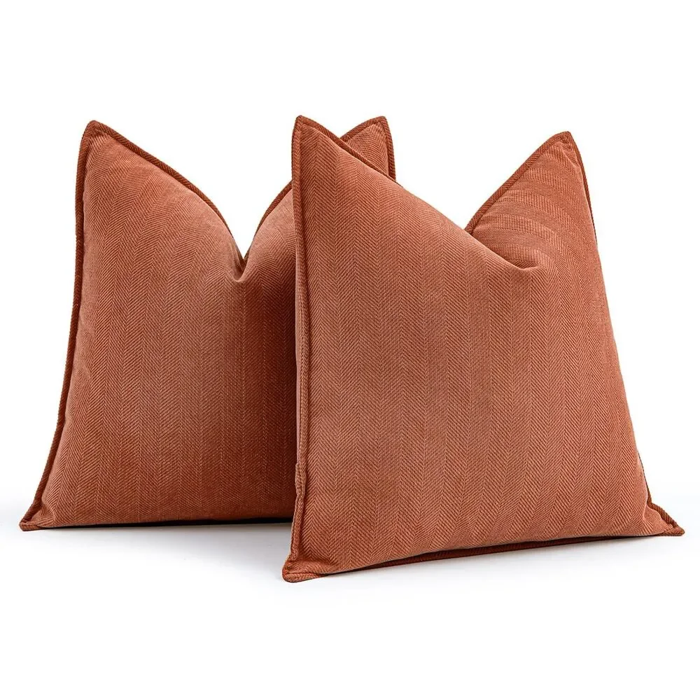 Pack of 2, 16x16 Inch, Decorative Pillow Covers, Burnt Orange